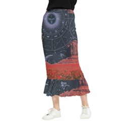 Astrology Surreal Surrealism Trippy Visual Art Maxi Fishtail Chiffon Skirt by Bedest