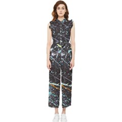 Abstract Colorful Texture Women s Frill Top Chiffon Jumpsuit by Bedest