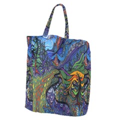 Psychedelic Digital Art Artwork Landscape Colorful Giant Grocery Tote by Bedest