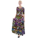 Graffiti Word Seamless Pattern Half Sleeves Maxi Dress View1