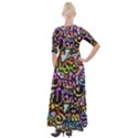 Graffiti Word Seamless Pattern Half Sleeves Maxi Dress View2