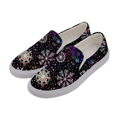 Shiny Winter Snowflake Abstract Christmas Cold Crystal December Women s Canvas Slip Ons by Bedest