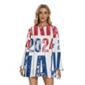 Kamala Harris 2024 Walz Round Neck Long Sleeve Bohemian Style Chiffon Mini Dress View1