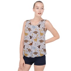 Seamless Dino Pattern Bubble Hem Chiffon Tank Top by Safari