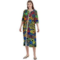 Circles, Colorful Women s Cotton 3/4 Sleeve Nightgown by kyorashop23