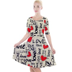 Love Abstract Background Love Textures Quarter Sleeve A-line Dress With Pockets by kyorashop23