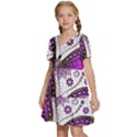 Purple Butterflies, Abstract, Floral, Flowers Kids  Short Sleeve Tiered Mini Dress View2