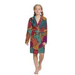 Swirly, Abstract, Multi Colored, Pattern, Kids  Long Sleeve Velvet Lounge Robe by kyorashop23