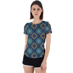 Flowers Pattern Design Abstract Back Cut Out Sport T-shirt by Salmanaz77