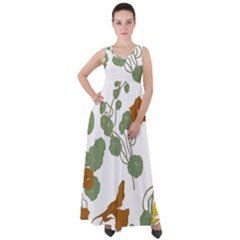 Nasturtium Flowers Plant Leaves Empire Waist Velour Maxi Dress by Salmanaz77