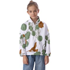 Nasturtium Flowers Plant Leaves Kids  Half Zip Hoodie by Salmanaz77