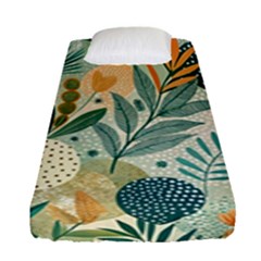 Leaves Pattern Flora Fitted Sheet (single Size) by Salmanaz77