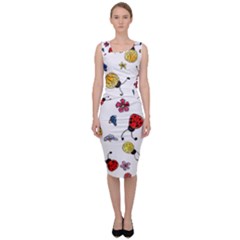 Seamless Pattern Nature Flowers Sleeveless Pencil Dress by Salmanaz77