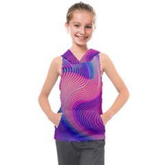 Swirl Twirl Design Pattern Purple Kids  Sleeveless Hoodie by Salmanaz77