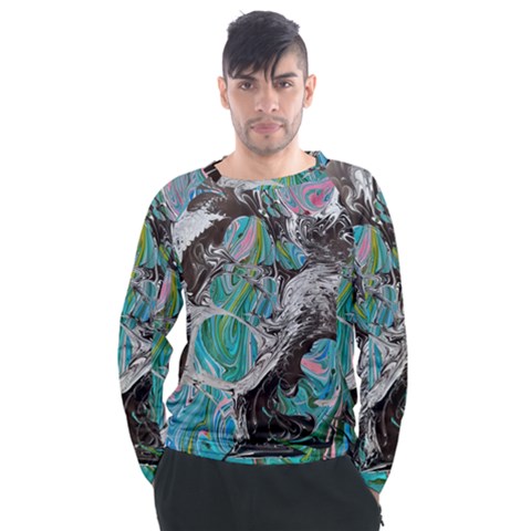 Marbling Mono Blend  Men s Long Sleeve Raglan T-shirt by kaleidomarblingart