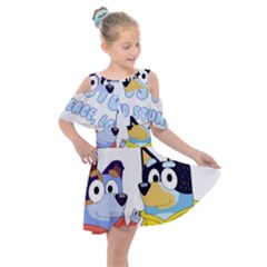 Bluey Kids  Shoulder Cutout Chiffon Dress by avitendut