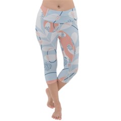 Pattern Plants Leaves Nature Lightweight Velour Capri Yoga Leggings by Bedest