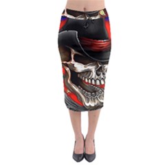 Confederate Flag Usa America United States Csa Civil War Rebel Dixie Military Poster Skull Midi Pencil Skirt by Ket1n9