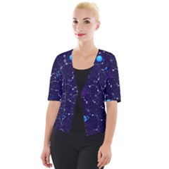 Realistic Night Sky Poster With Constellations Cropped Button Cardigan by Ket1n9