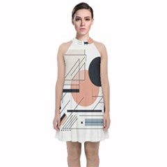 Abstract Architecture Velvet Halter Neckline Dress  by Bedest