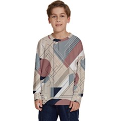 Boho Abstract Architecture Kids  Crewneck Sweatshirt by Bedest