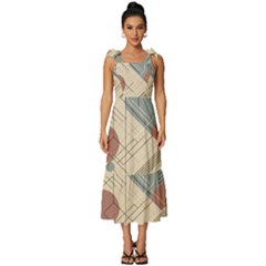 Boho Abstract Architecture Tie-strap Tiered Midi Chiffon Dress by Bedest