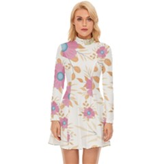 Flowers Blossom Spring Garden Long Sleeve Velour Longline Dress by Bedest