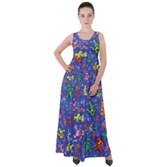 Grateful Dead Dancing Bears Pattern Empire Waist Velour Maxi Dress by Salmanaz77