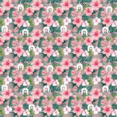 Tropical Flowers With White Dhari On Fabric by DeadlyFabricShop2024