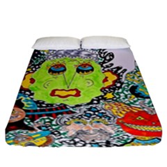 Supersonic Monster Mash Fitted Sheet (king Size) by chellerayartisans