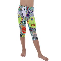 Supersonic Monster Mash Kids  Lightweight Velour Capri Leggings  by chellerayartisans