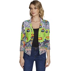 Supersonic Monster Mash Women s Casual 3/4 Sleeve Spring Jacket by chellerayartisans