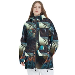 Colorful Peacock Bird Feathers Women s Multi Pockets Zip Ski And Snowboard Waterproof Breathable Jacket by Apen