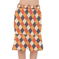 Halloween Argyle Pattern  Short Mermaid Skirt by Safari