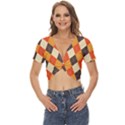 Halloween Argyle Pattern  Twist Front Crop Top View1