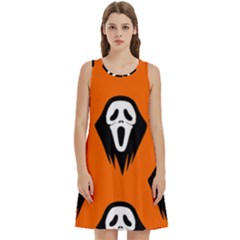 Halloween Party  Round Neck Sleeve Casual Dress With Pockets by Safari