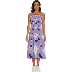 Boo Crew Halloween Season Sleeveless Shoulder Straps Boho Dress by Safari