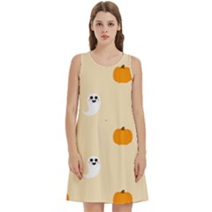 Pumpkin And Boo Crew Halloween  Round Neck Sleeve Casual Dress With Pockets by Safari