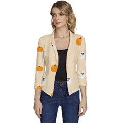 Pumpkin And Boo Crew Halloween  Women s Casual 3/4 Sleeve Spring Jacket by Safari