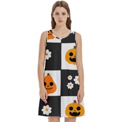 Seamless Halloween Pattern With Smiling Pumpkin 20240926 161714 0000 Round Neck Sleeve Casual Dress With Pockets by Safari