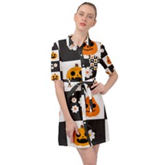 Seamless Halloween Pattern With Smiling Pumpkin 20240926 161714 0000 Belted Shirt Dress by Safari