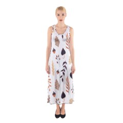 Autumn Seamless Leaves Pattern  Sleeveless Maxi Dress by Safari