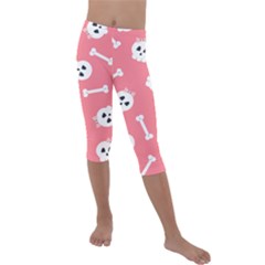 Halloween Pattern With Sculles And Bones 20240926 160927 0000 Kids  Lightweight Velour Capri Leggings  by Safari