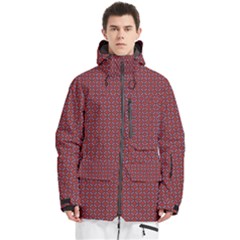 Brown Red Dot Pattern Men s Multi Pockets Zip Ski And Snowboard Waterproof Breathable Jacket by ytdream