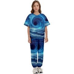 Astral Waveform Fantasy Kids  T-shirt And Pants Sports Set by Grandong