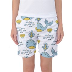 Whale Cartoon Whale Seamless Cartoon Character Animals Leaf Women s Basketball Shorts by Grandong