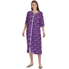 Violet White Pattern Women s Cotton 3/4 Sleeve Nightgown by ytdream