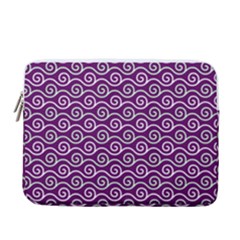 Violet White Pattern 13  Vertical Laptop Sleeve Case With Pocket by ytdream