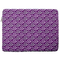 Violet White Pattern 17  Vertical Laptop Sleeve Case With Pocket by ytdream