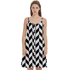 Black And White Pattern Women s Spaghetti Strap Pullover Cami Dress by ytdream